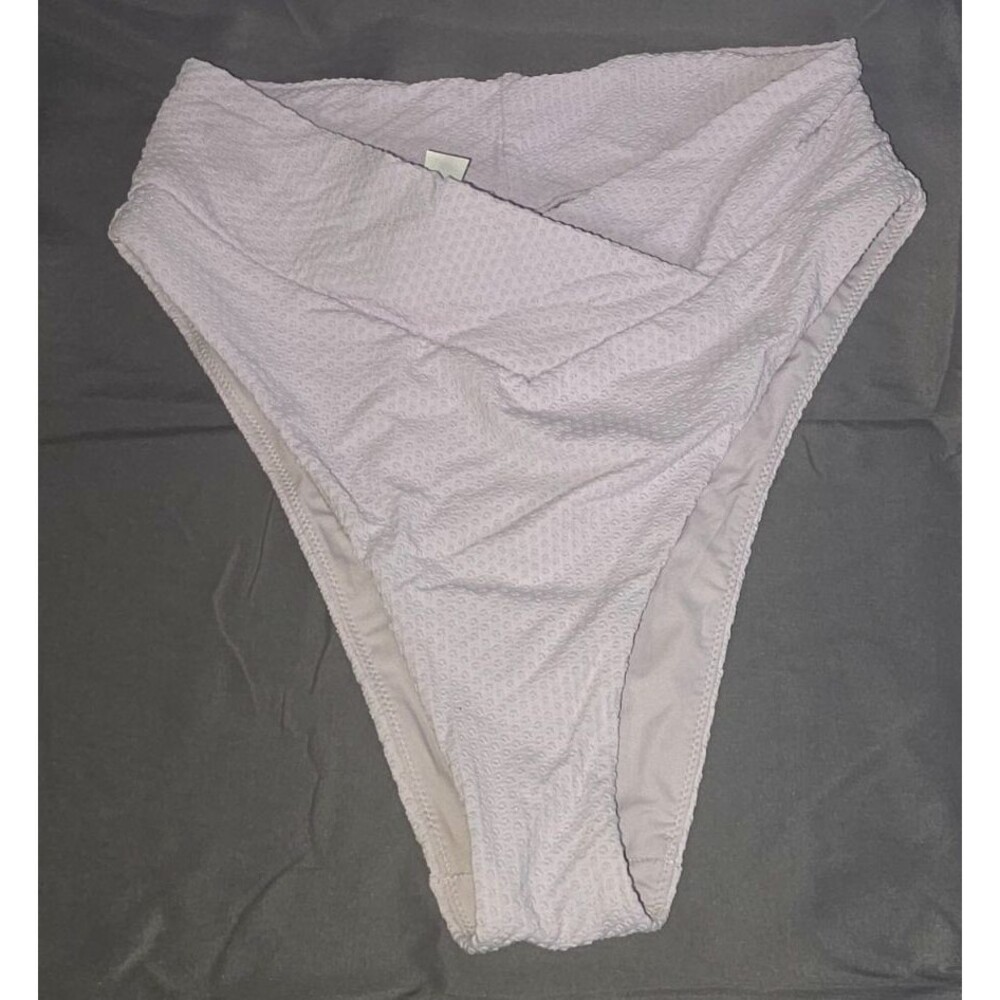Aerie Lavender Texture High Cut Cheeky Size Large L Swim Suit Bottom New